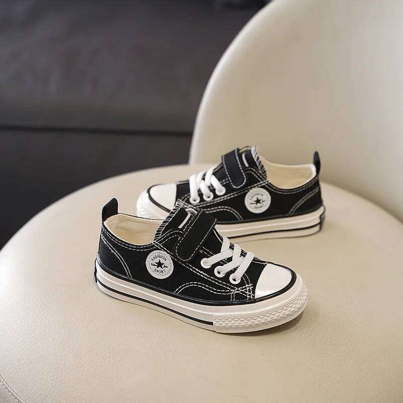 Boys Girls Fashion Board Kids Student Hook and Loop on Casual Canvas Children Soft Sole Non Slip Comfort Shoes H260206