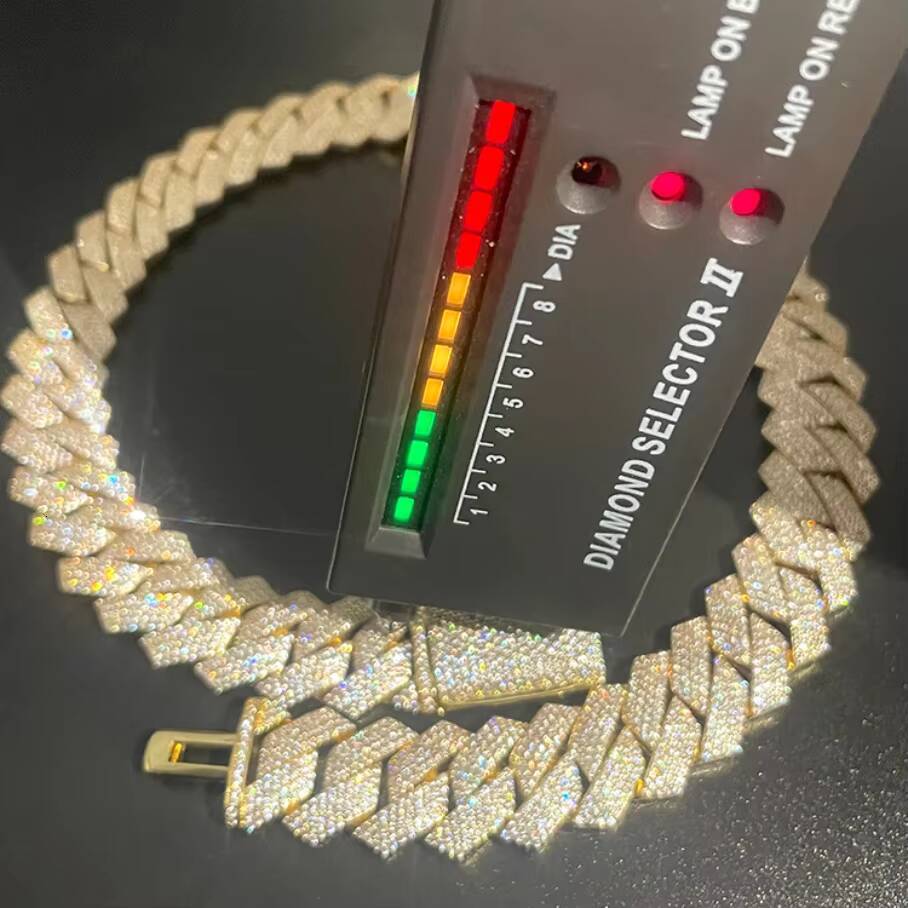 Hip Hop 20mm 4rows Cuban Chain Jewelry Heavier Solid Silver Necklace Ice Out Moissanite Cuban Link Chain Necklaces