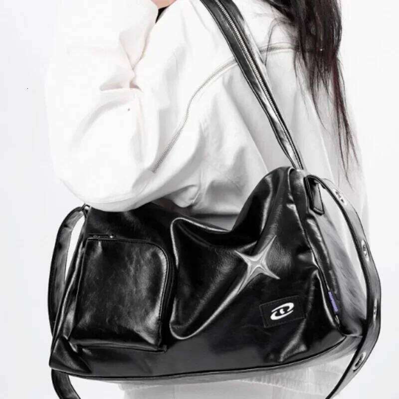 Silver Y2k Tote Bags for Women Aesthetic Luxury Designer Large Capacity Shoulder Bag Commuter Pu Leather Shopper Handbag Y260205