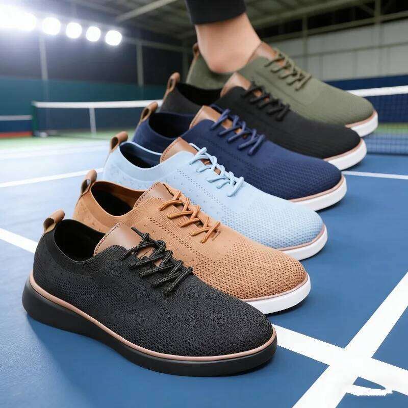 Versatile Men's Breathable Mesh Casual Shoes Lightweight Comfortable Footwear Match Urban Commute Knit Sneakers