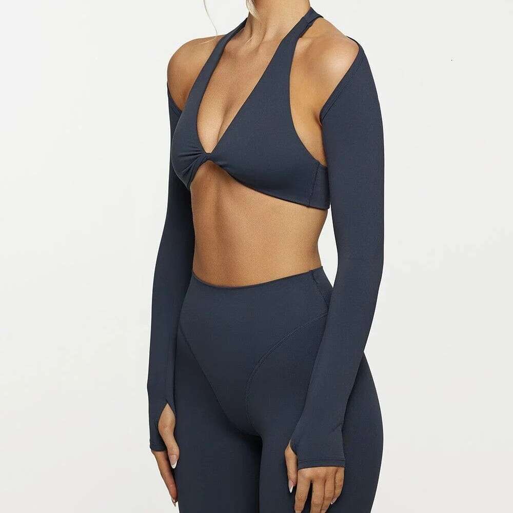 Short Sleeve Sleeveless Yoga Bra with Chest Pads Shockproof Sports Barely There 2-Piece Set for Women Fitness Vest Style