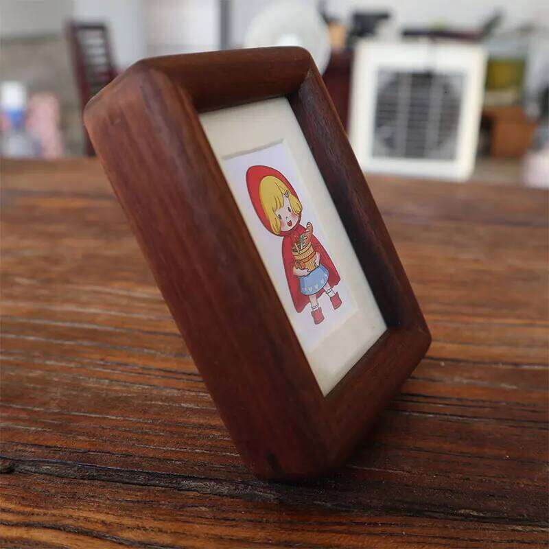 Walnut Wood Mini Picture 3 Inch Photo Frame for Kids Art Home Decoration Display Stand Cartoon Style Wooden Desktop Frames S260205