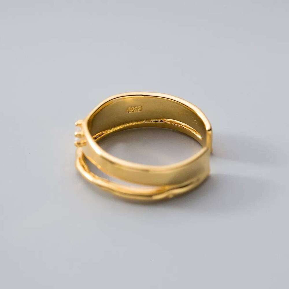 BF CLUB Silver Color Geometric Double CZ Rings For Women Men Simple Design Fashion Open Adjustable Handmade Couple Ring Gifts W260206