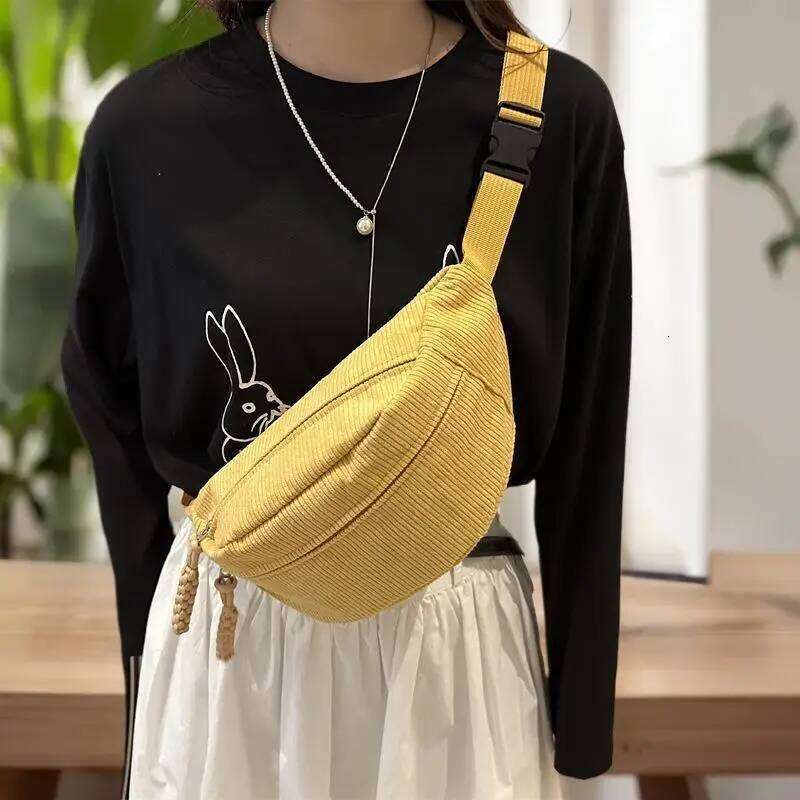 Half Moon Waist Corduroy Running Belt Bags Large Capacity New Fashion Women's Chest Crossbody Bag XJ260129