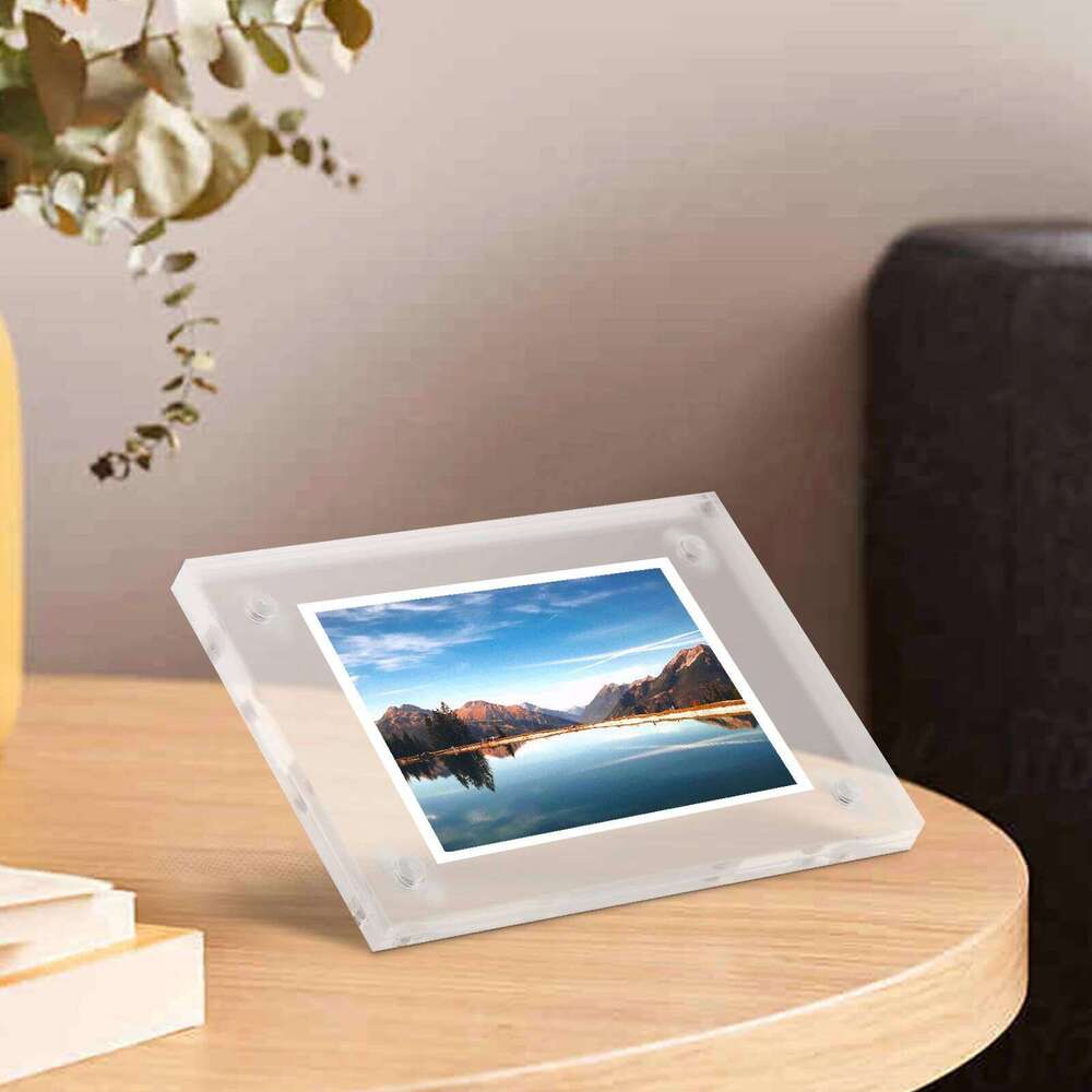 Clear Acrylic Picture Magnetic Photocard Holder Poster Display Stand Photo Frame Protect Office Desktop Ornament S260205