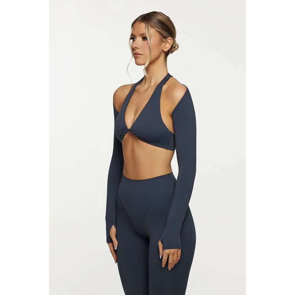 Short Sleeve Sleeveless Yoga Bra with Chest Pads Shockproof Sports Barely There 2-Piece Set for Women Fitness Vest Style