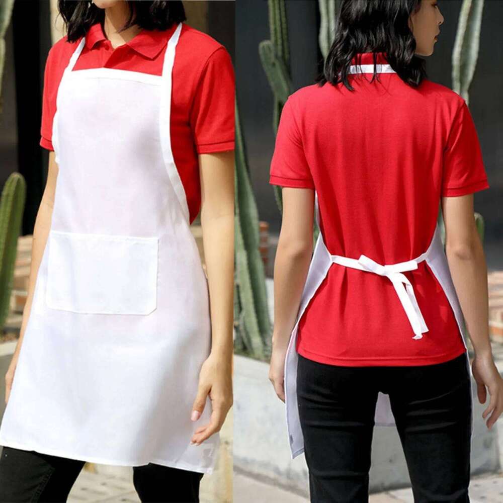 Adjustable Neckband Waistline Solid Apron Convenient Front Pocket Foldable Soft Wear-resistant Overalls For Home Kitchen Garden S260205