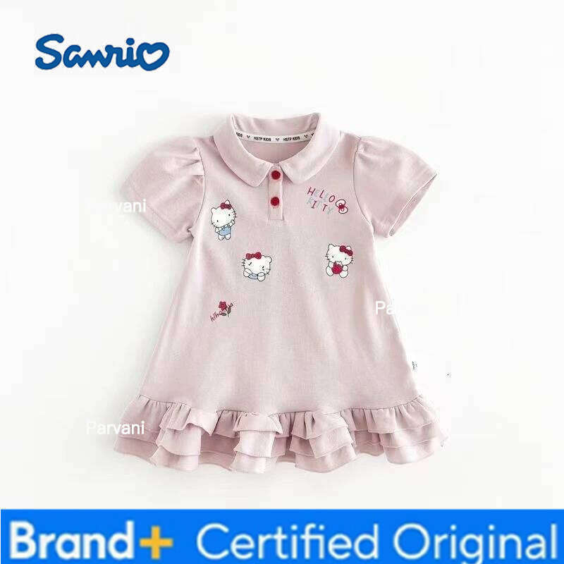 Sanrio Summer Baby Girls Cotton Dress Kid Children Hello Kitty Short Sleeve Clothes Cartoon Cute Sweet Princess Dresses H260206 - view 4