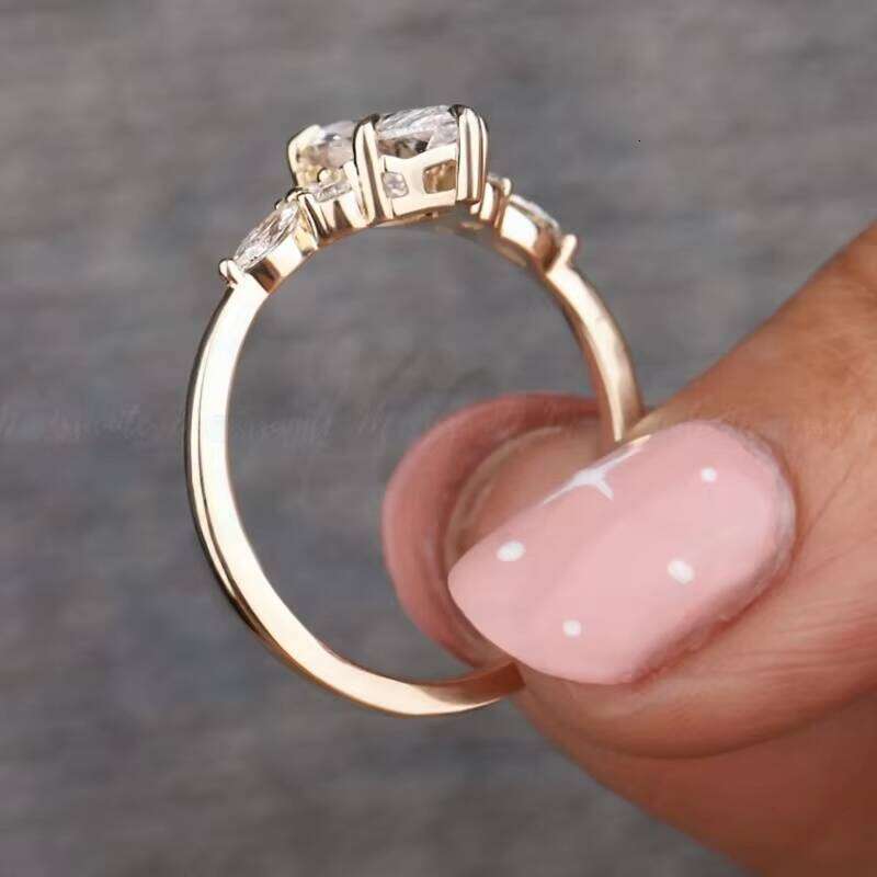 With IGI Gia Certified CVD HPHT Lab Created Grown Diamond Marquise Cut 10K 14K 18K Solid Gold Engagement Rings For Women Men