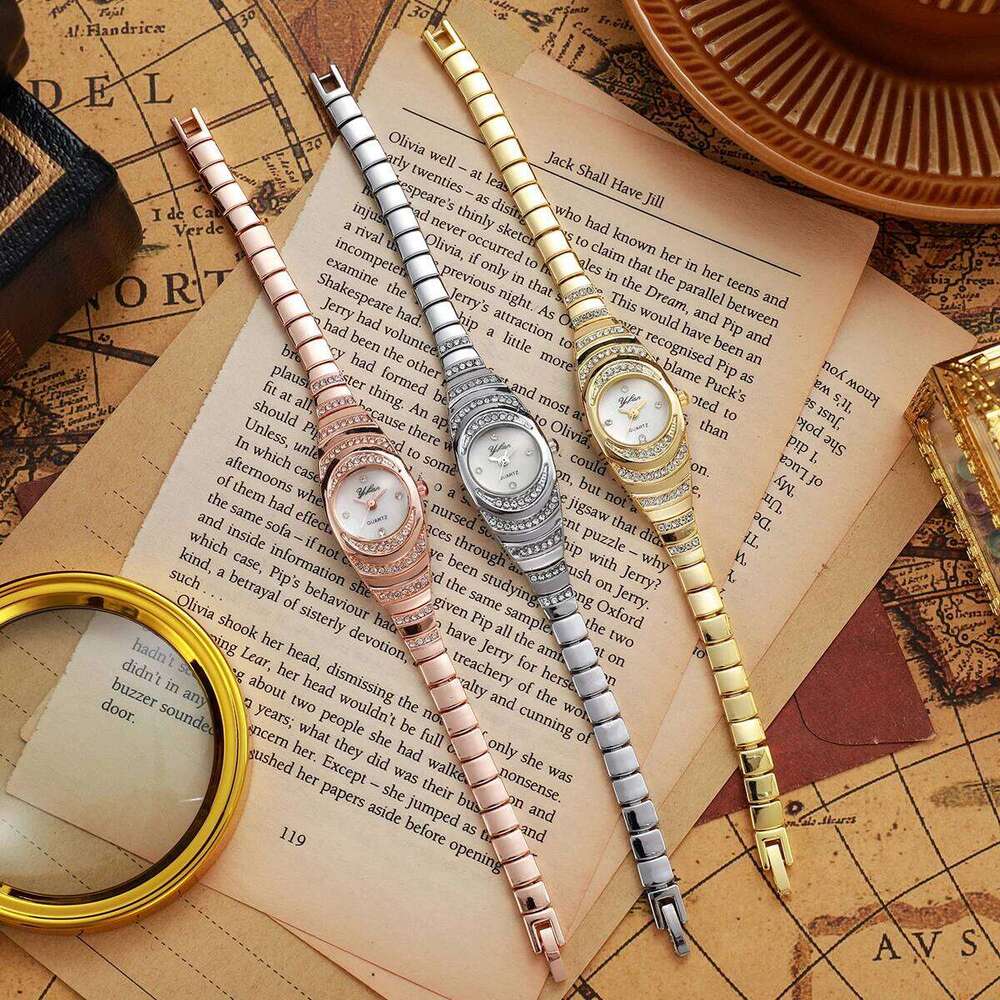Elegant Women Watches Fashion Rhinestone Ladies Quartz Watch Bracelet Wristwatches Reloj MujerWithout Box Z260206