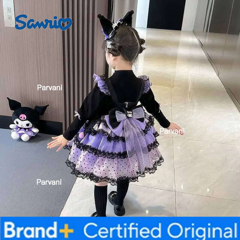 Sanrio s Kuromi Girls New Summer Kawaii Puffy Dress Princess Sweet Cute Clothes Fashion Versatile Loose Comfortable Birthday Gift H260206 - view 6