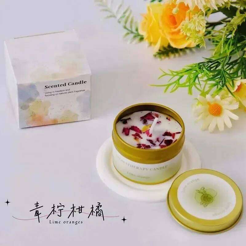 Canned Scented Guest Gift for Wedding Rose Dried Flower Aromatic Candle in Jar Memories Candles Gifts Box S260205