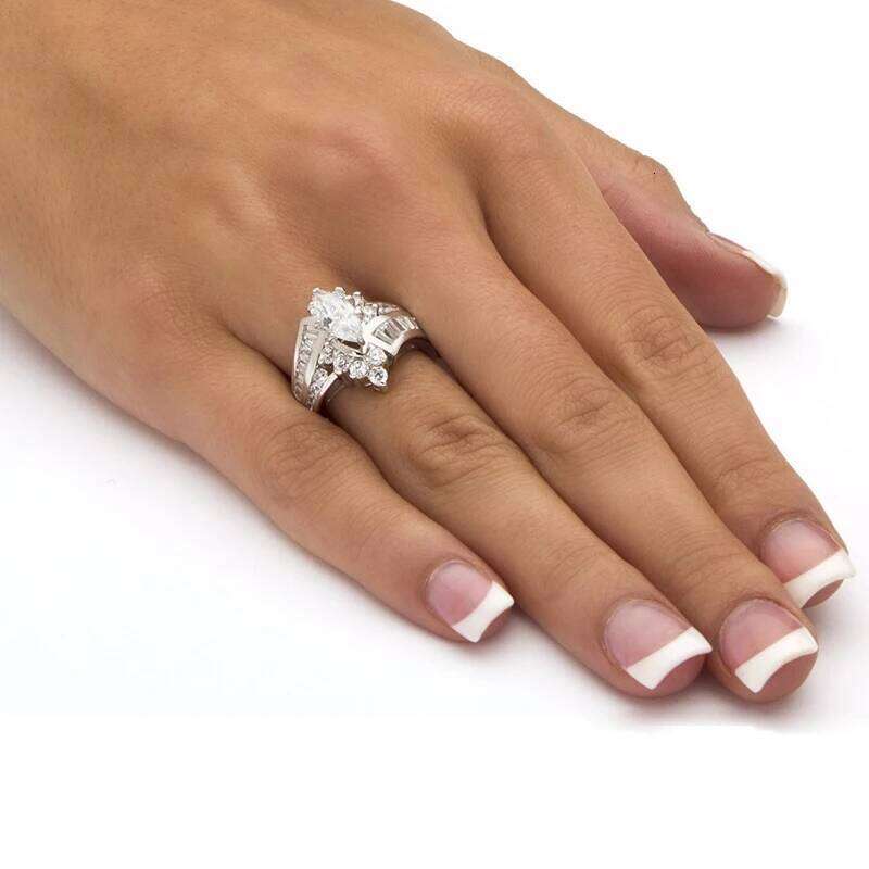 Carofeez Couple Men Stainless Steel Double Row Zircon Fashion Geometric Women Rings Wedding Ring Gift W260206