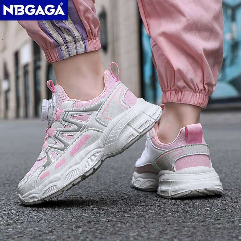 Girls Sports Lightweight Leather Kids Sneakers Casual Pink Fashion Children Anti-slip Walking Running Shoes 26Y0206