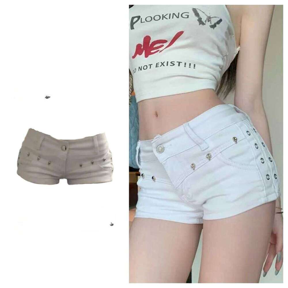 Spice Girl Y2k Tight White Jeans Hot Pants Summer 2025 New Low-rise Denim Super Shorts Women C260206