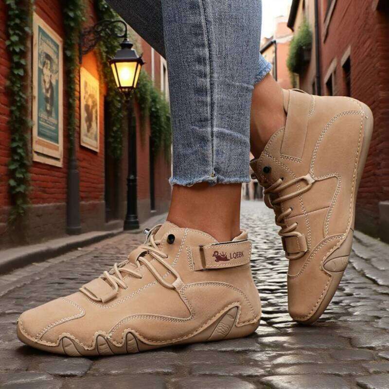 New 2025 En's Retro Design Ankle Boots Men Outdoor Casual Leather Shoes Breathable Comfortable Summer Hot Selling Flat Sneakers