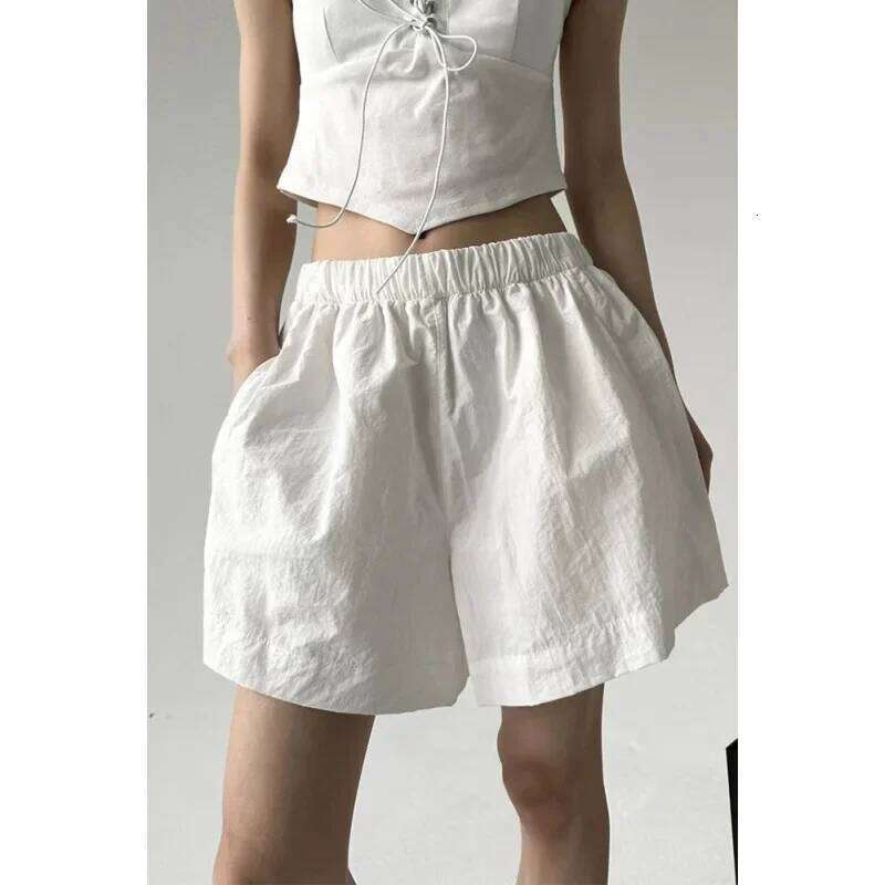 White Elastic Waist Shorts Women's Casual Commuter Fashion Summer New Style Korean Version Popular Online Influencer Products XJ260206