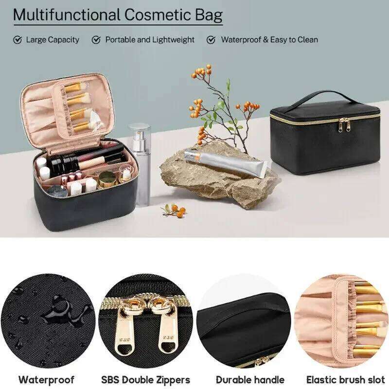 Large Capacity PU Waterproof Toiletry Storage Women's Fashion Travel Portable Cosmetics Bag for Women Men Y260206
