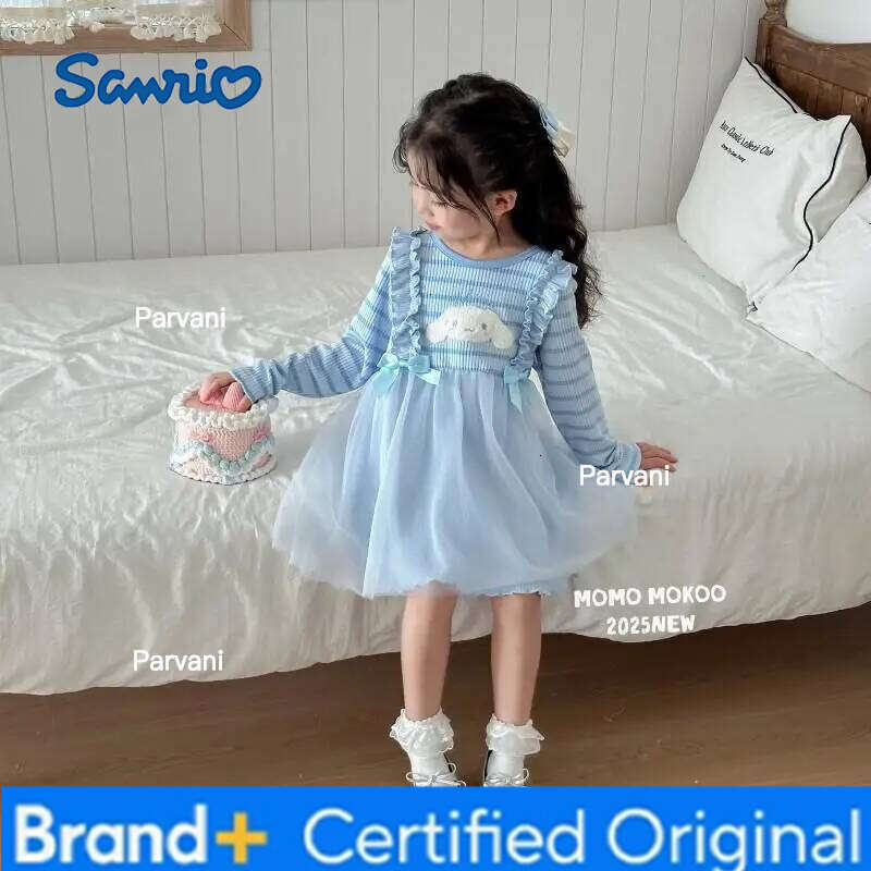 Sanrio HOT Hello Kitty Princess Dress with Striped Thickened Tulle for Girls Party Wear New 3D Cartoon Thermal Japanese Style H260206 - view 5