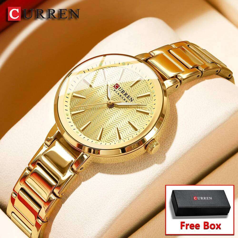 CURREN Brand Simple Fashion Ladies Watch with Water Ripple Dial Elegant Timepiece for Women+Box Z260206