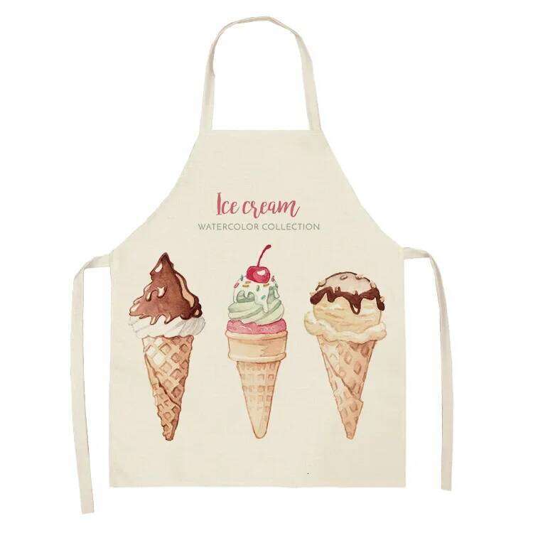 Ice Cream Women Kitchen Aprons Waterproof Barber Cooking Oil-proof Cotton Linen Antifouling Chef Unicorn Apron Kid S260205
