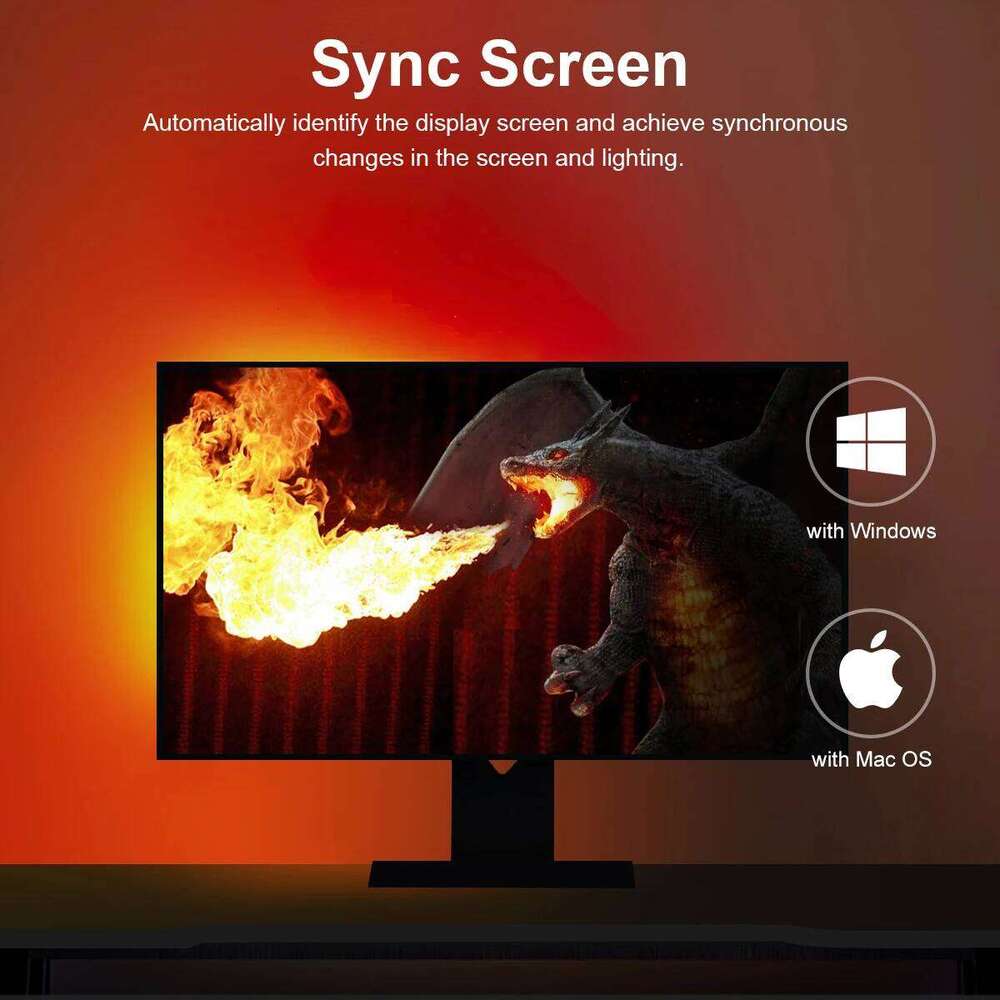 RGBIC Computer Display Screen Ambient Light USB LED Strip PC Gaming Backlight Decor For 24/27/32/34/49 inch monitor Z260206