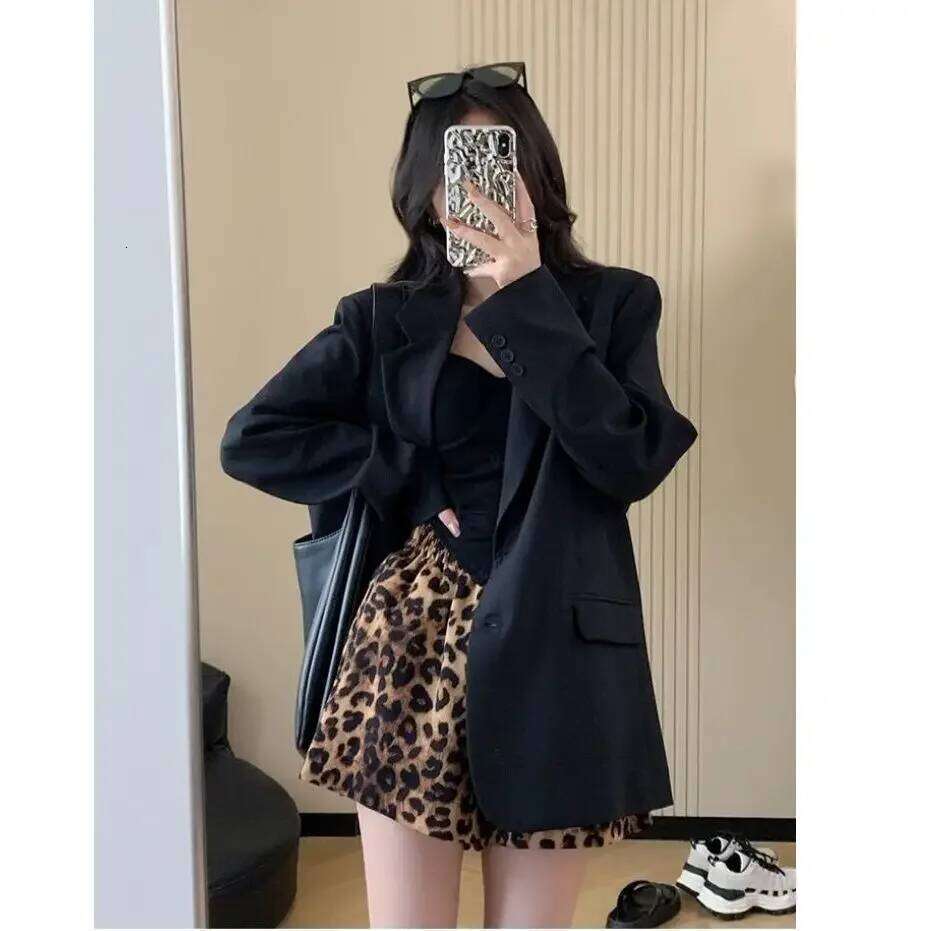 Summer Thin High Leopard Print Casual Shorts Women's Loose Flattering Pants Middle Waist from Mainland China XJ260206