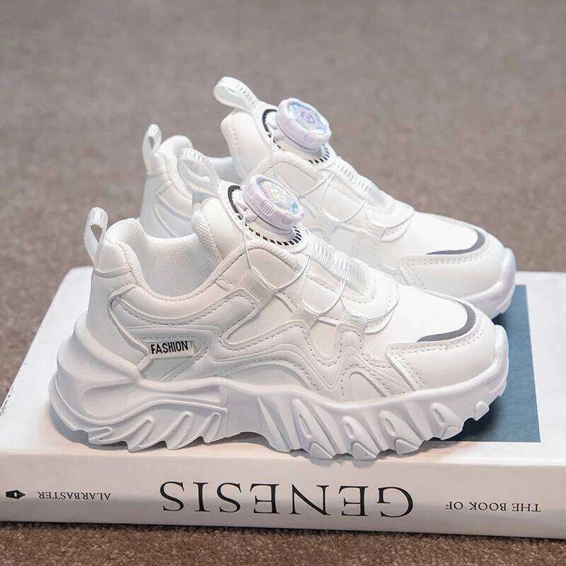 Children Girls Sneakers Fashion Gradient Leather Kids Sports Tennis for Girl White School Platform Sneaker Boy Shoes 26Y0206