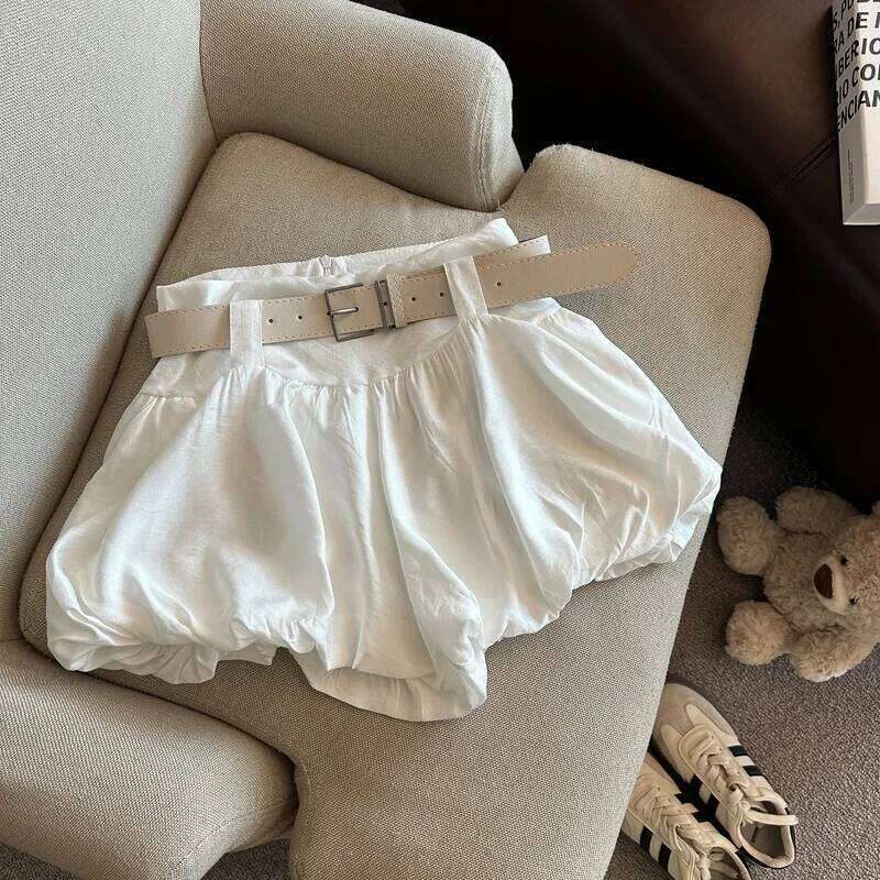 MEXZT Streetwear Belt Women Fashion Black High Waist Bud Shorts Summer Korean White Casual Design A Line Short Pants New XJ260206
