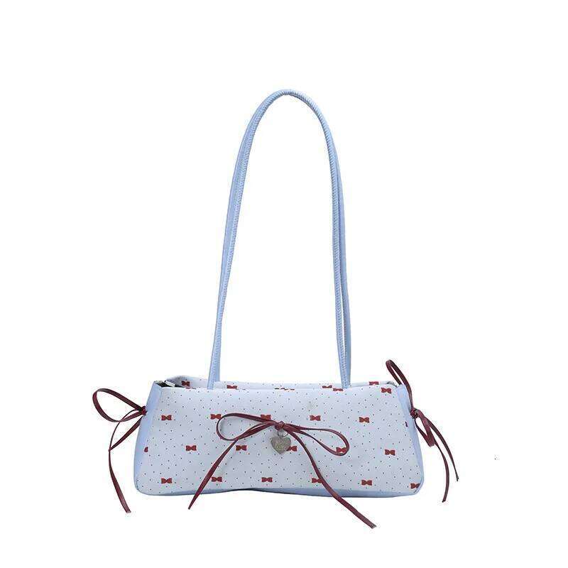 Women's Sweet Style High End Underarm Bow Print Commuter Fashionable Single Shoulder Handbag Trendy Cute Small Bag XJ260129