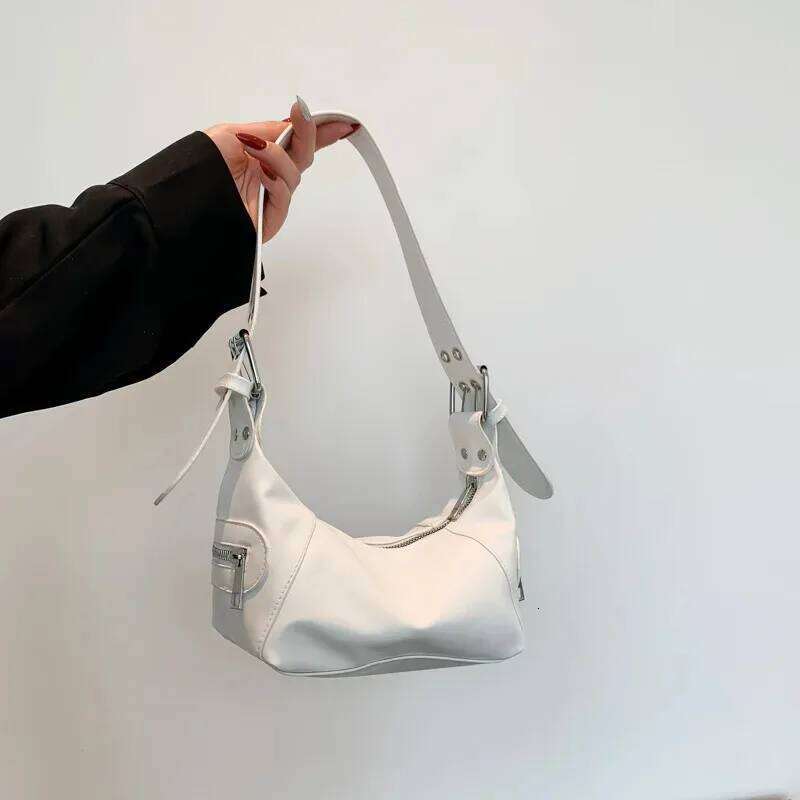 New women's armpit retro shoulder bag leather zipper handbag Y260205