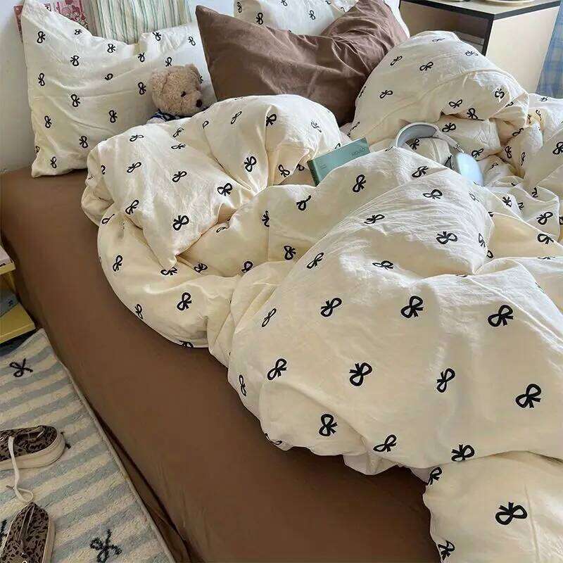 Kids Duvet Cover Set Cute Cartoon No Filler Single Queen Size Girls Boys Flat Sheet Pillowcase Spring Summer Soft Bed Linens XJ260206