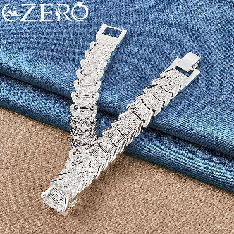 ALIZERO Silver Wristband Chain Bracelet For Men Women Wedding Engagement Party Fashion Jewelry Gift 26H0206