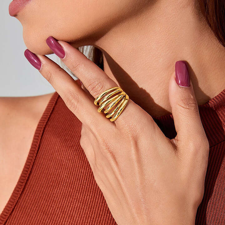 designer rings minimalist multi-layer coiled open ring, vintage fashion niche design, adjustable index finger ring