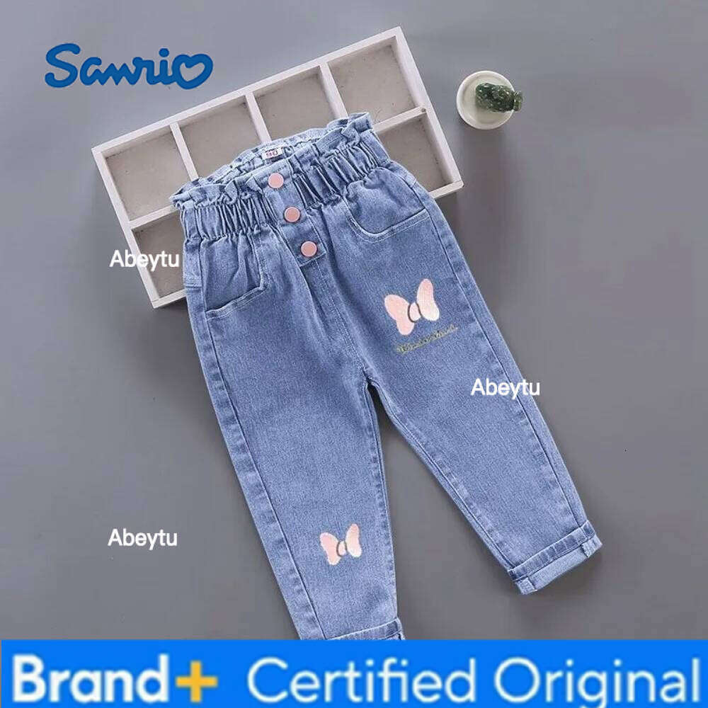 Sanrio Girls Kids Clothes Children Jeans Cowboy Denim Pants Spring Autumn Fashion Clothing Streetwear Casual Harajuku H260206