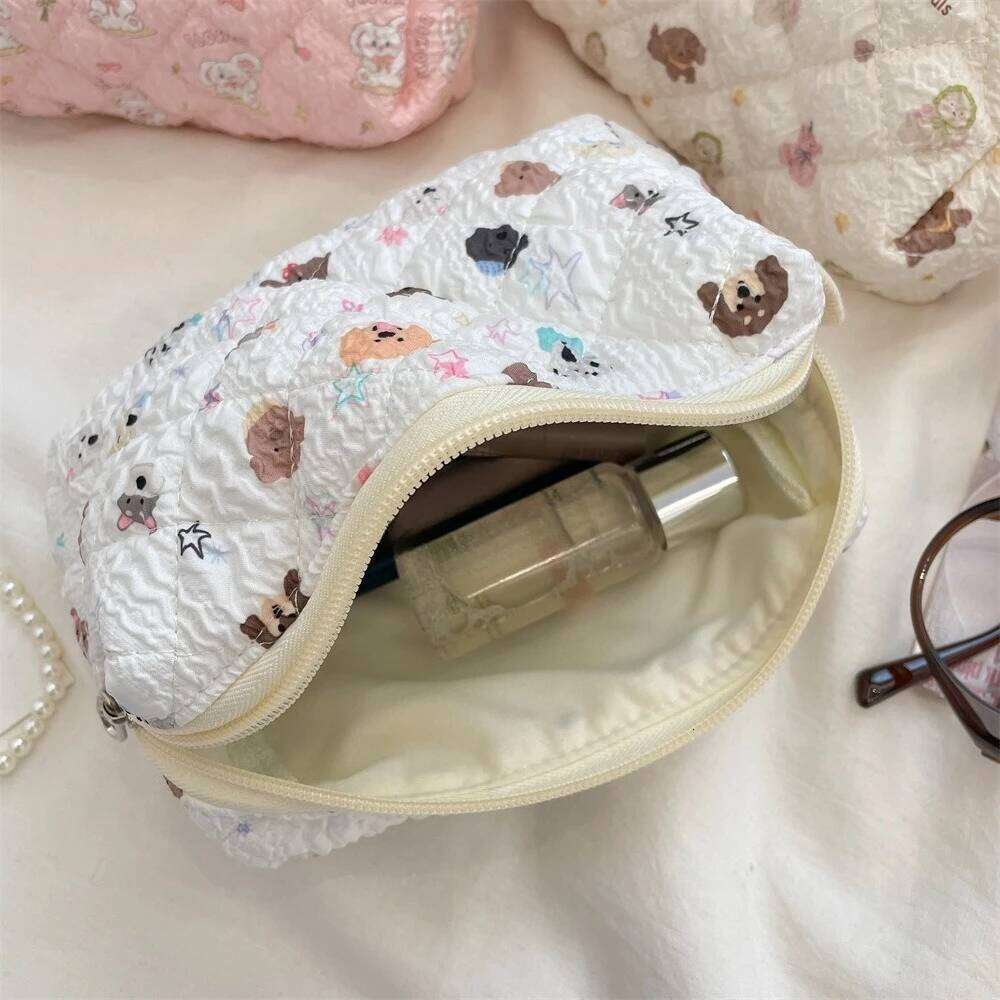 Pink Flower Women Makeup Bag Travel Organizer Coins Handbag Pouch Girls Cute Cartoon Square Zipper Cosmetic Bags Y260206