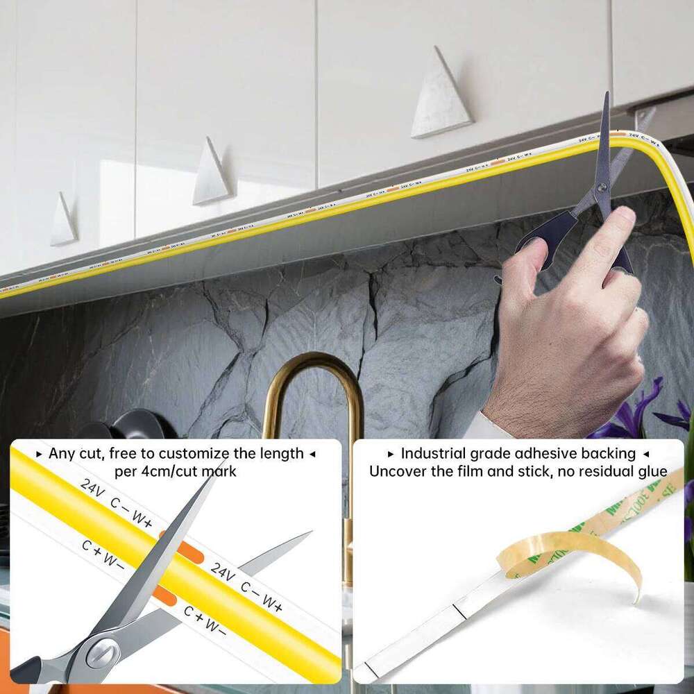 Dimmable Strip Lights CCT COB Dual White 3000K-6500k Adjustable LED Light Diode Tape for Home Decoration 110V 220V To DC24V Z260206