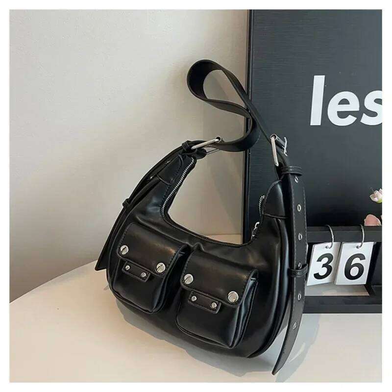 Zipper Solid Color PU Shoulder 2025 Hot Selling Simple Fashionable Crossbody Bag Soft Sewing Thread Sweet Cool Style Handbag Y260205