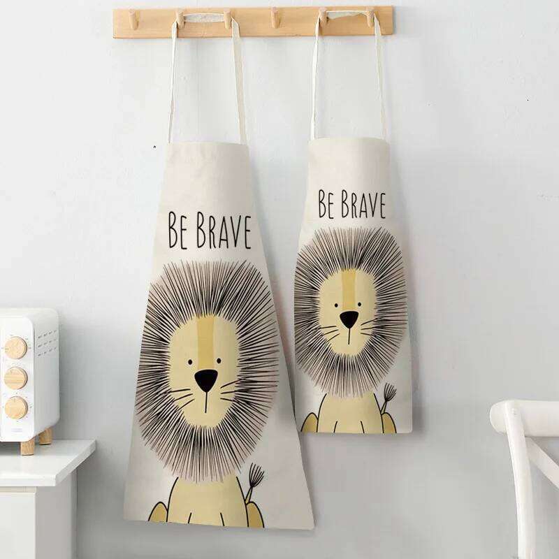 Kitchen Cooking Animal Print Aprons For Lion Elk Bear Fox Women Sleeveless Biking Bibs Pinafores Children Apron Home Bib S260205