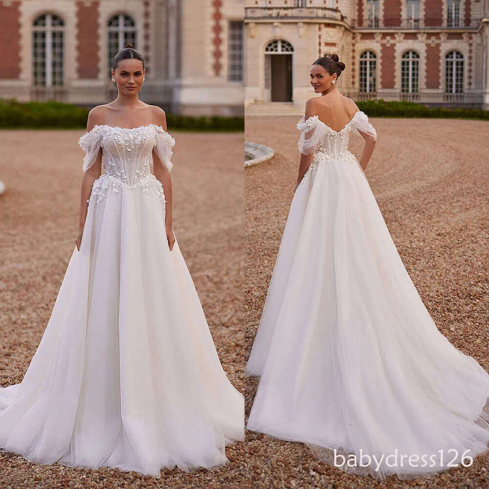 Elegant Dresses A-e Off The Shoulder Appliques wers or-Length Bride Wedding Dress Vestido de novia Custom Made