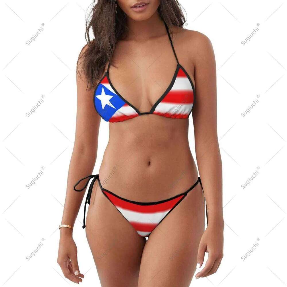 Women Girls Bikini Puerto Rico Flag Swimsuit Sets Three Point Beachwear Swimming Bathing Beach Party Suits Sexy Mujer Z260206