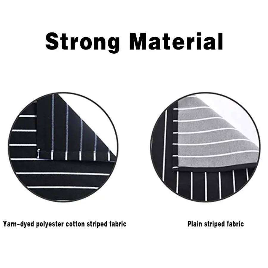 White Black Striped Man Woman Home Restaurant Kitchen Baking Nail Bib Oil Repellent Work 2 Pockets Adjustable Clean Apron S260205