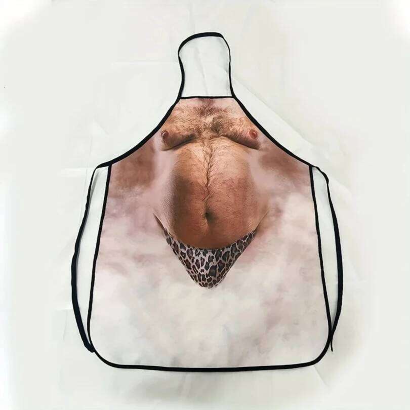 Funny Beer Belly for Men - BBQ Grilling & Party Kitchen Apron,Adjustable Polyester Chef Apron with No-Pockets S260205