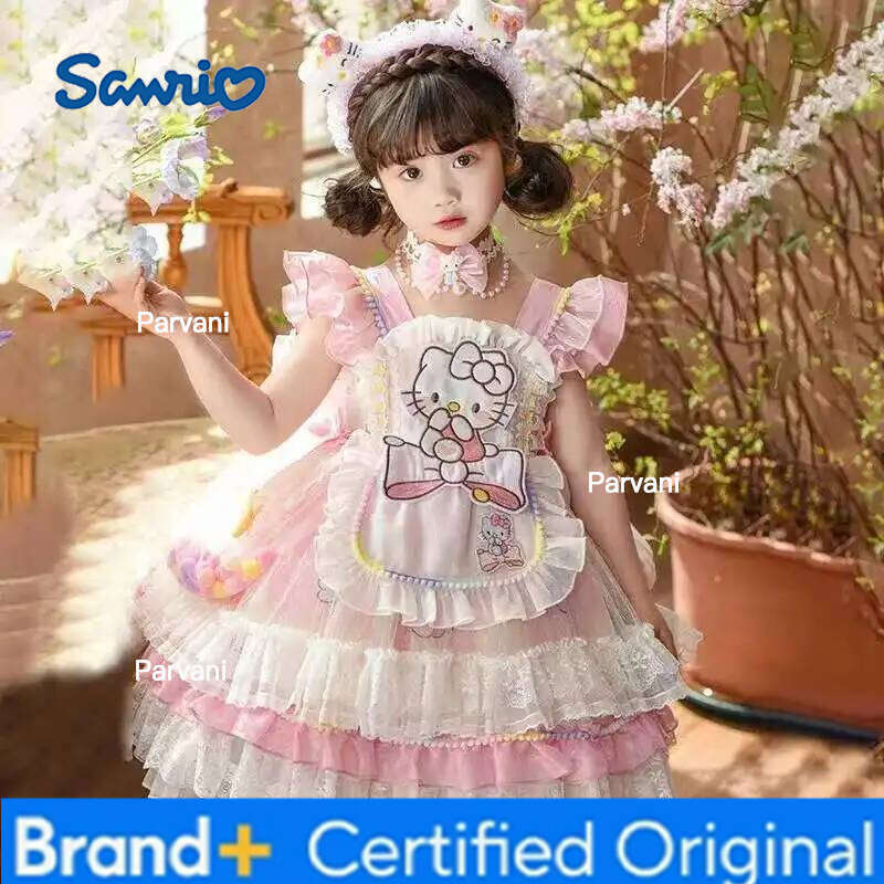 Sanrio Hello Kitty Lolita Party Skirt Girl Kids Dress Child Girls Clothes Kawaii Anime Birthday Gift H260206 - view 3