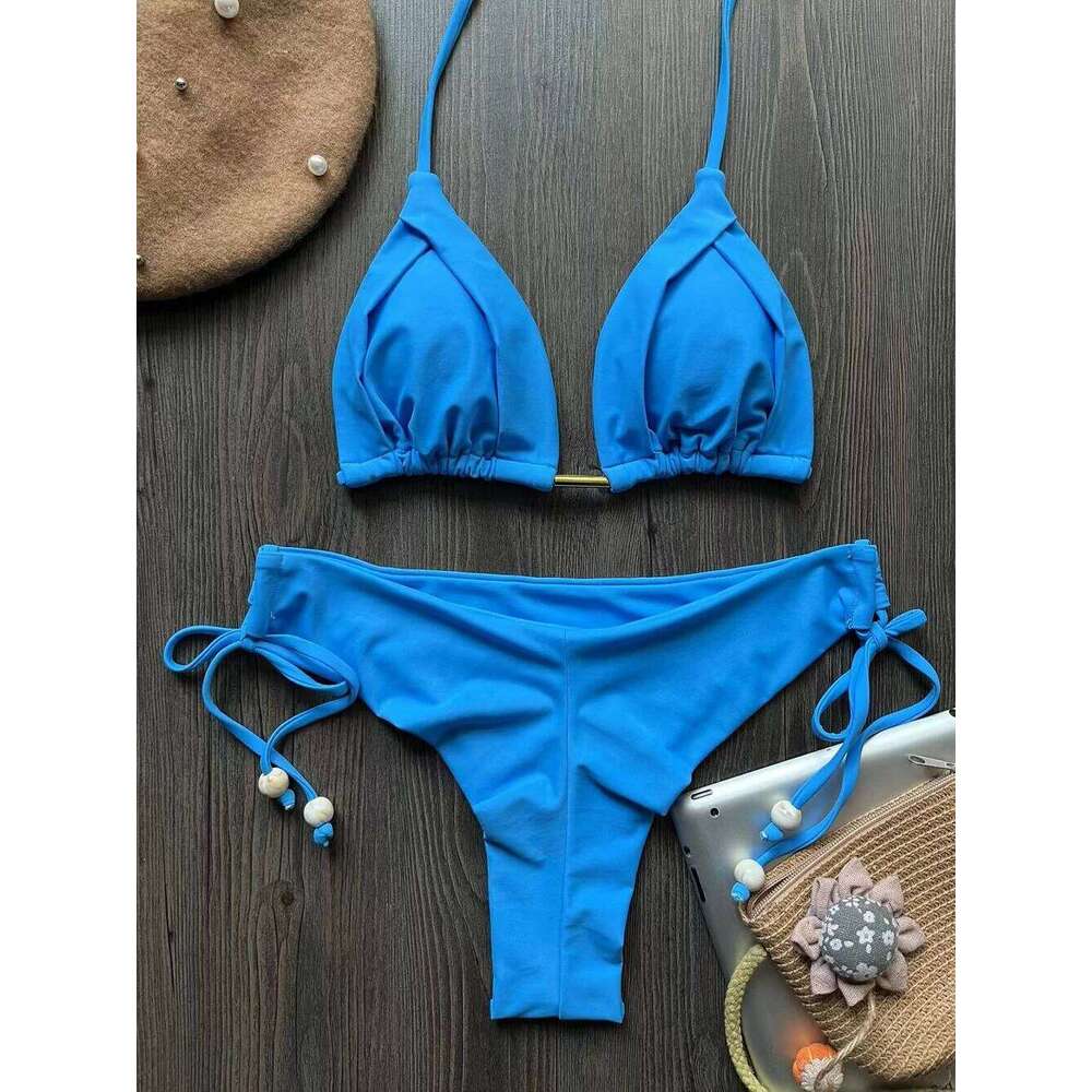 2023 Micro Sexy Bandage Swimsuit Women Push Up Swimwear Two Piece Bikini Set Solid Bather Bathing Swim Suit Female Z260206