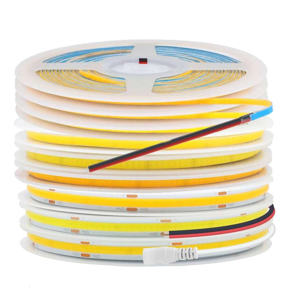3mm 5mm 8mm Width COB LED Strip Light DC 12V 24V 384LEDs/m High Density for Room Linear Dimmable Flexible Tape 3000K 4000K 6000K Z260206