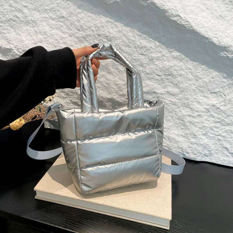 Female Bags Woman Puffy Lightweight LargeCapacity Quilted Shoulder Adjustable Strap Puffer Tote Handbag Shopping Bag XJ260129