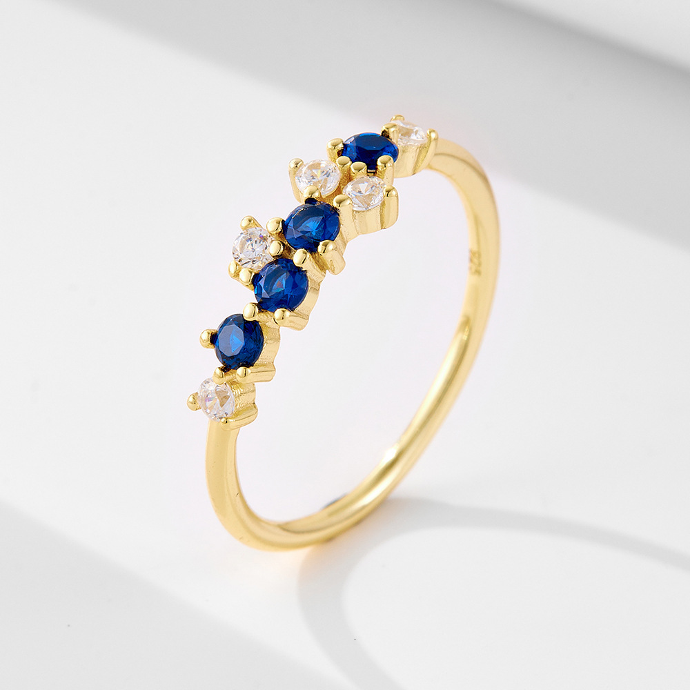 New simple Japanese-style light luxury ins multi-color diamond sterling silver for women, popular , fresh and versatile ring