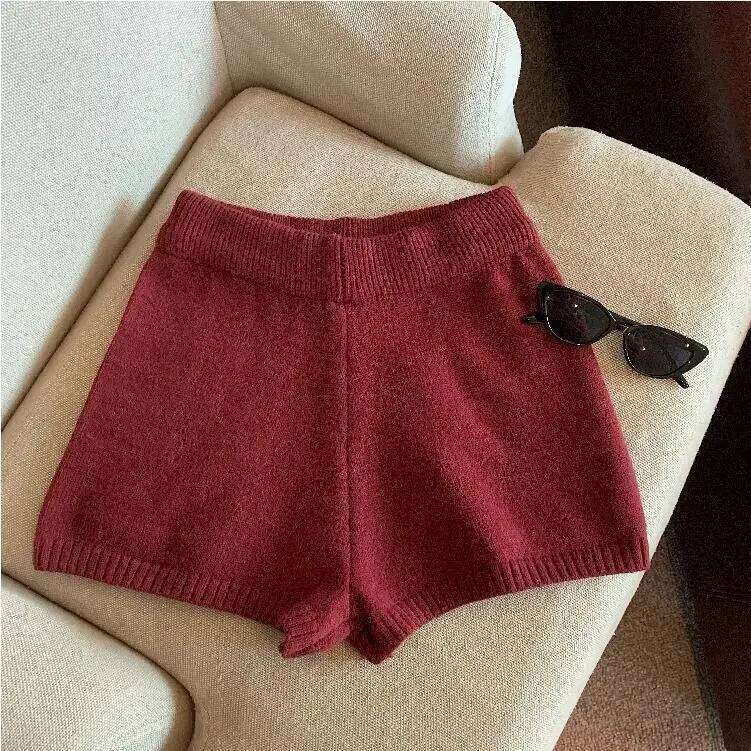 Women's Knitted Solid Color Yarn Yoga Inner Wear High Slimming Versatile Shorts Hot Pants Low Waist Fabric XJ260206