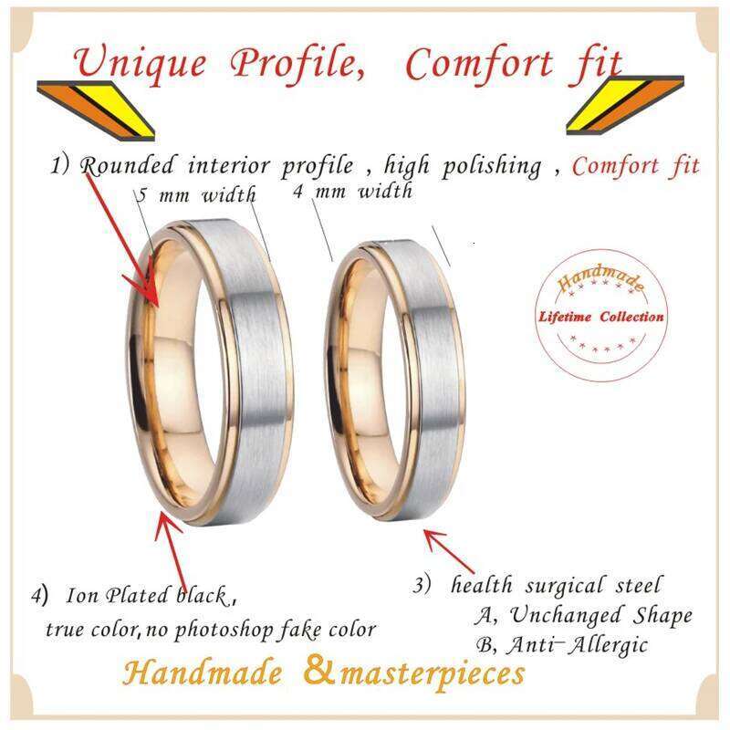 Love Alliances Classic Marriage Promise Wedding Rings Set for Couples Men and Women Gift Titanium Stainless Steel Men's Ring W260206